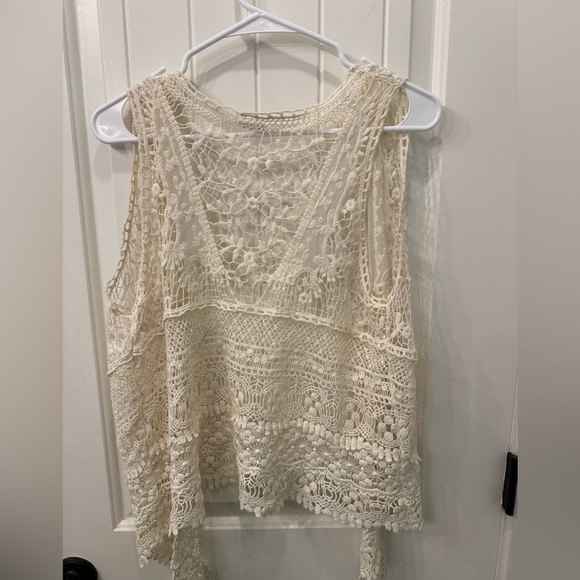 Mossimo Vintage Boho Crochet Vest Open Style XS/S Lace Cottagecore Prairiecore - Picture 2 of 2
